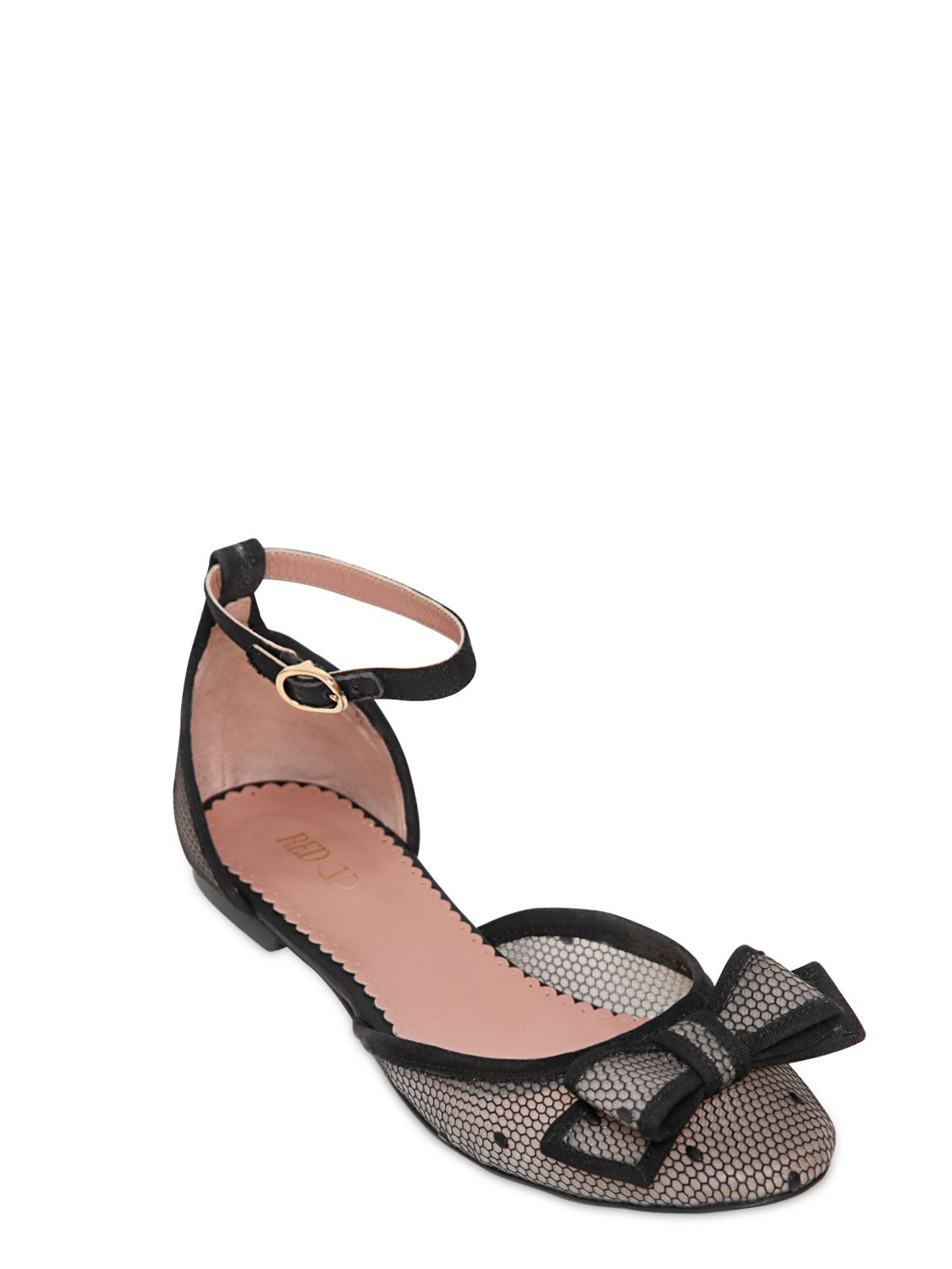 RED Valentino 10mm Rubber Net Bow Flats in Black - Lyst
