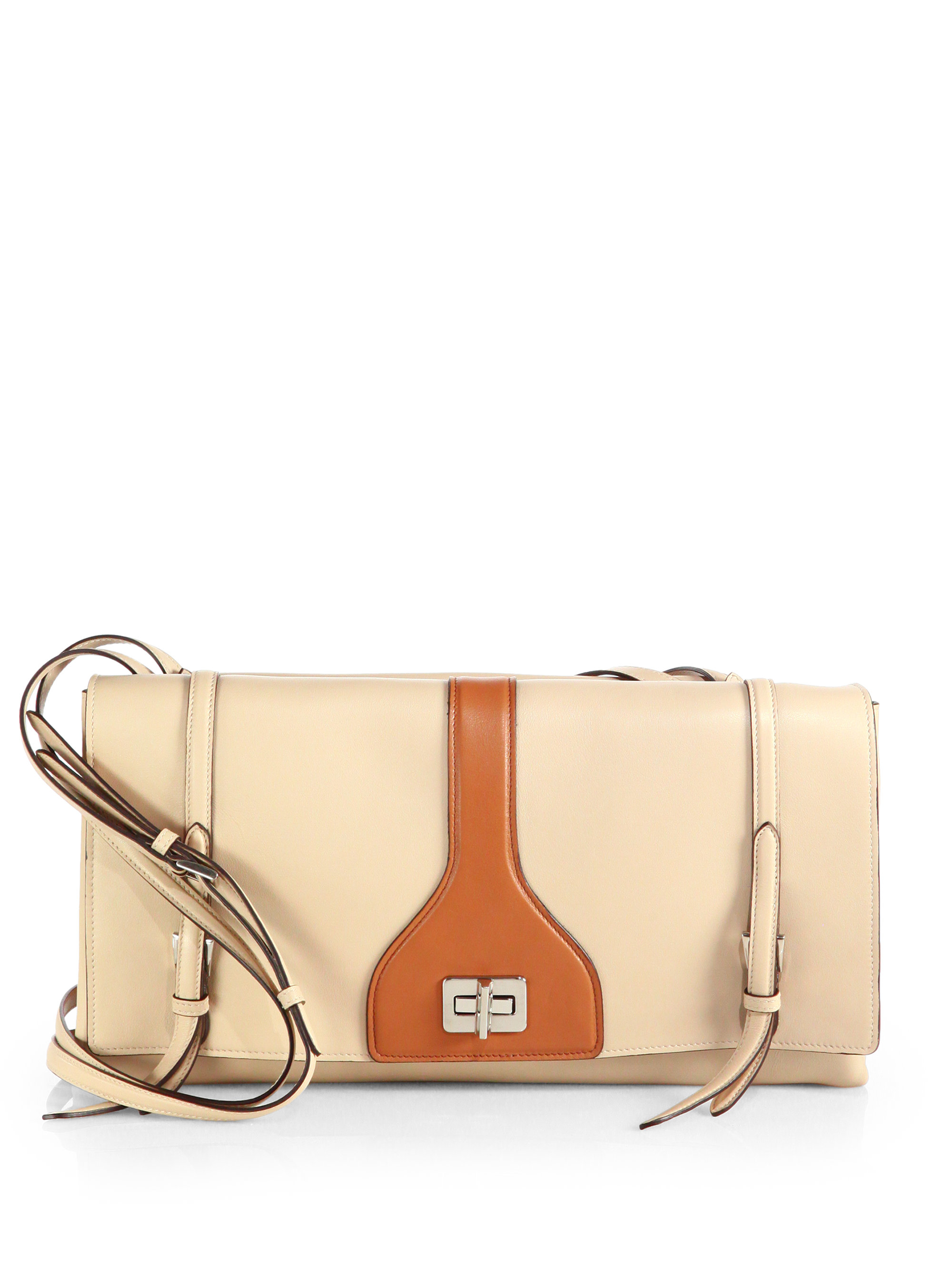 Prada Vitello Soft Double Shoulder Bag in Beige (CREAM-TAN) | Lyst  
