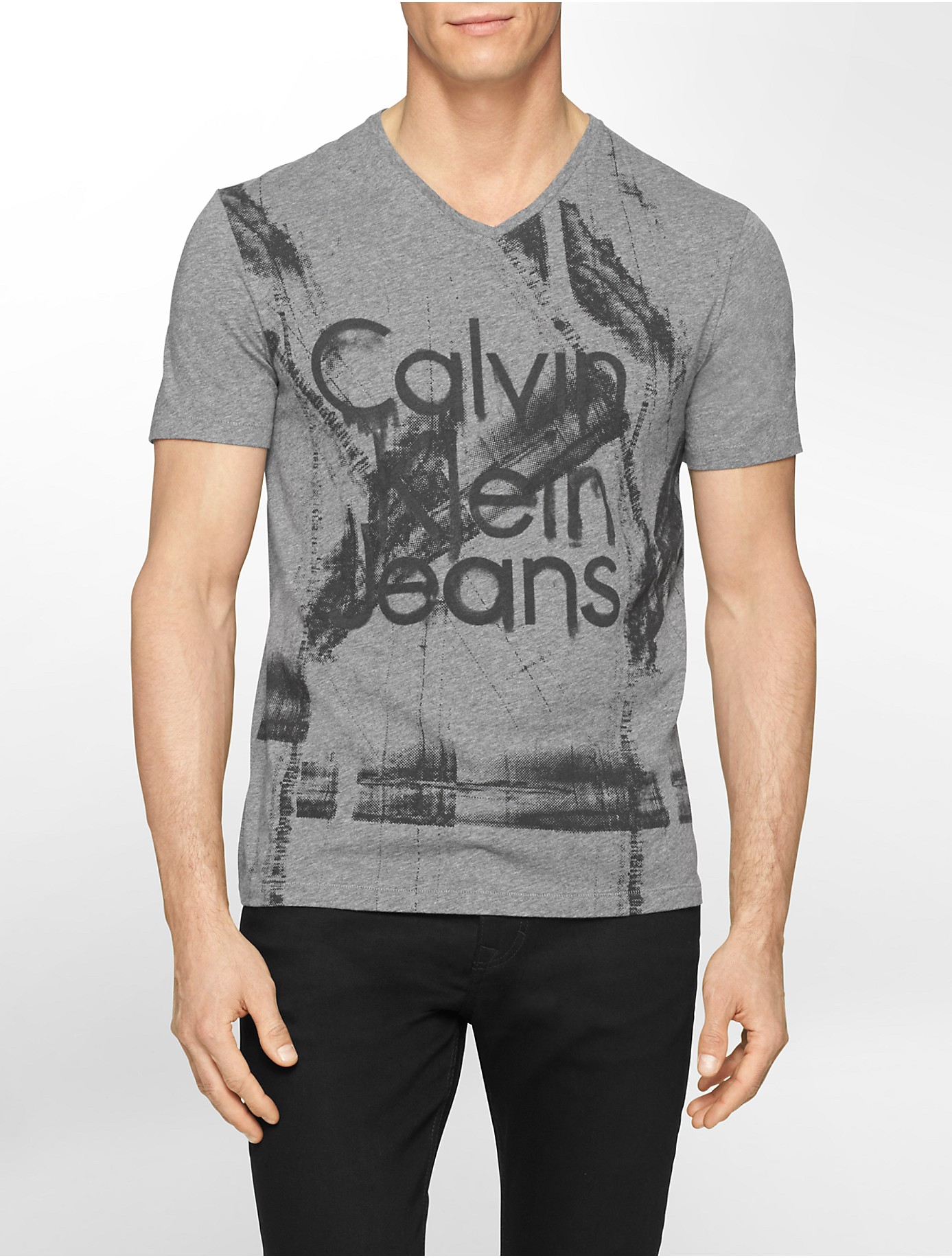Lyst - Calvin Klein Jeans Classic Fit Oversized Pixel Logo Print T-shirt in Gray for Men