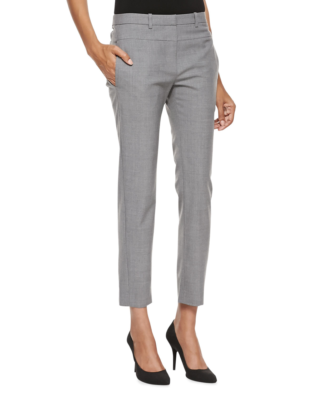 Halston Heritage Skinny Tailored Ankle Pants in Gray (HEATHER GREY) | Lyst