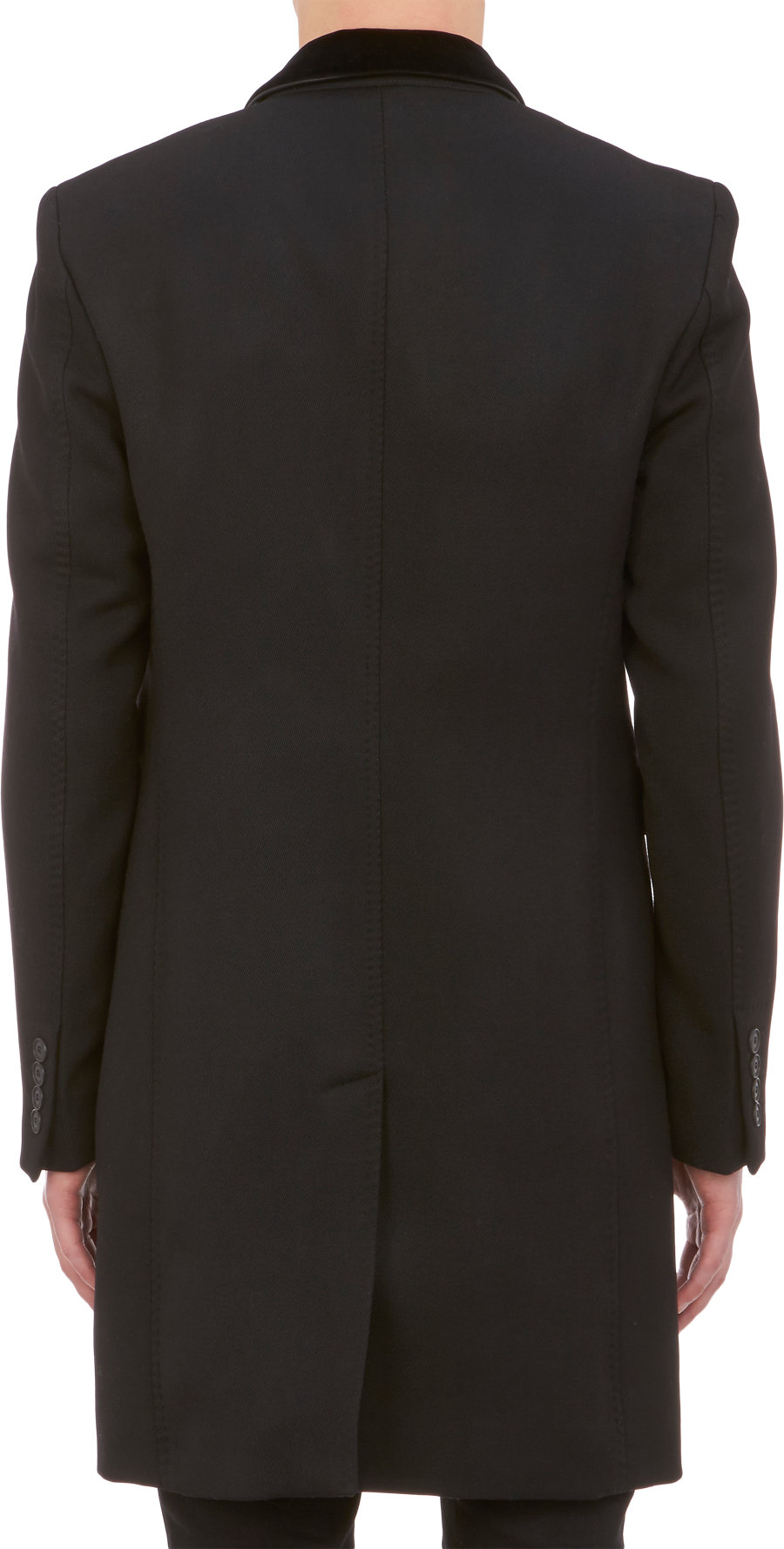 red coat with black velvet collar