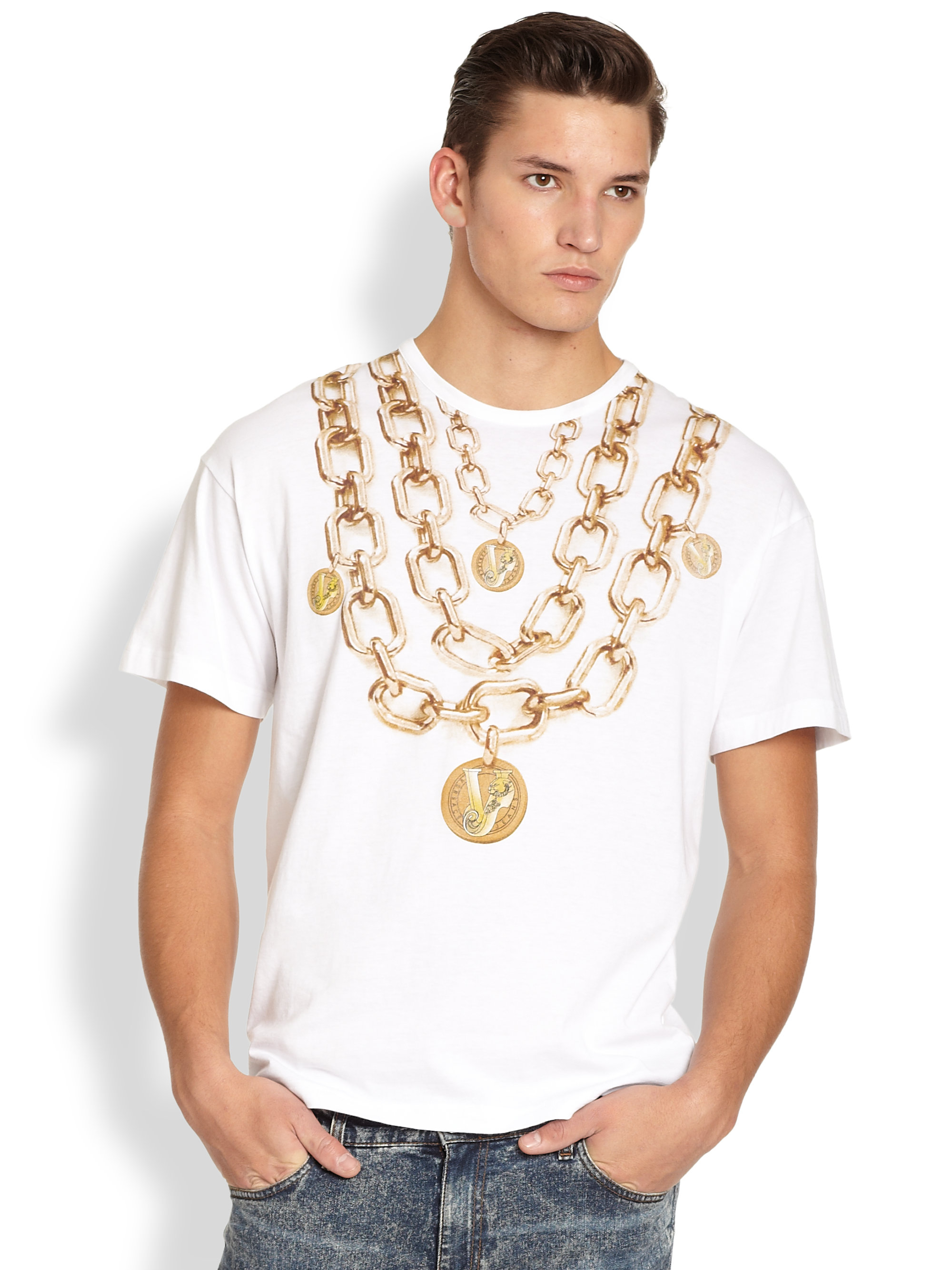 White shirt gold chain White shirt gold chain ice bag