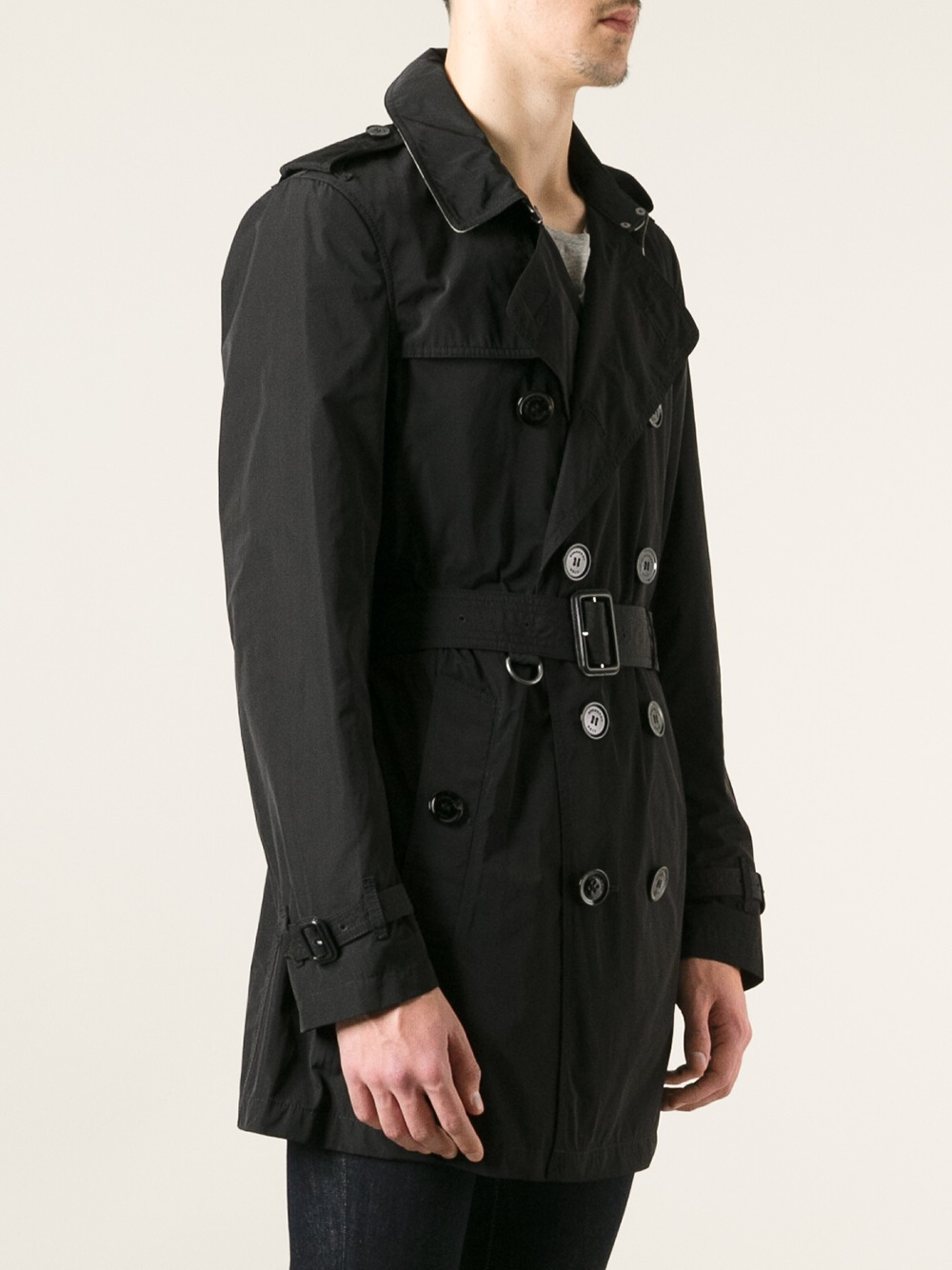 Burberry Brit Mid Length Trench Coat in Black for Men - Lyst