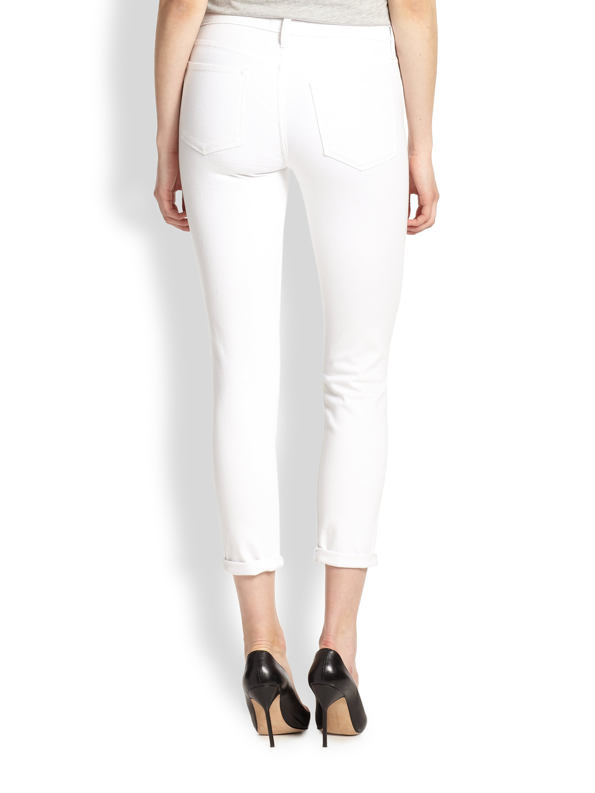 frame white cropped jeans