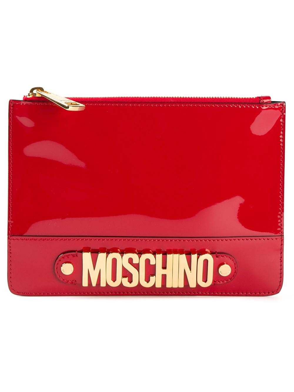 Lyst - Moschino Logo Clutch in Red