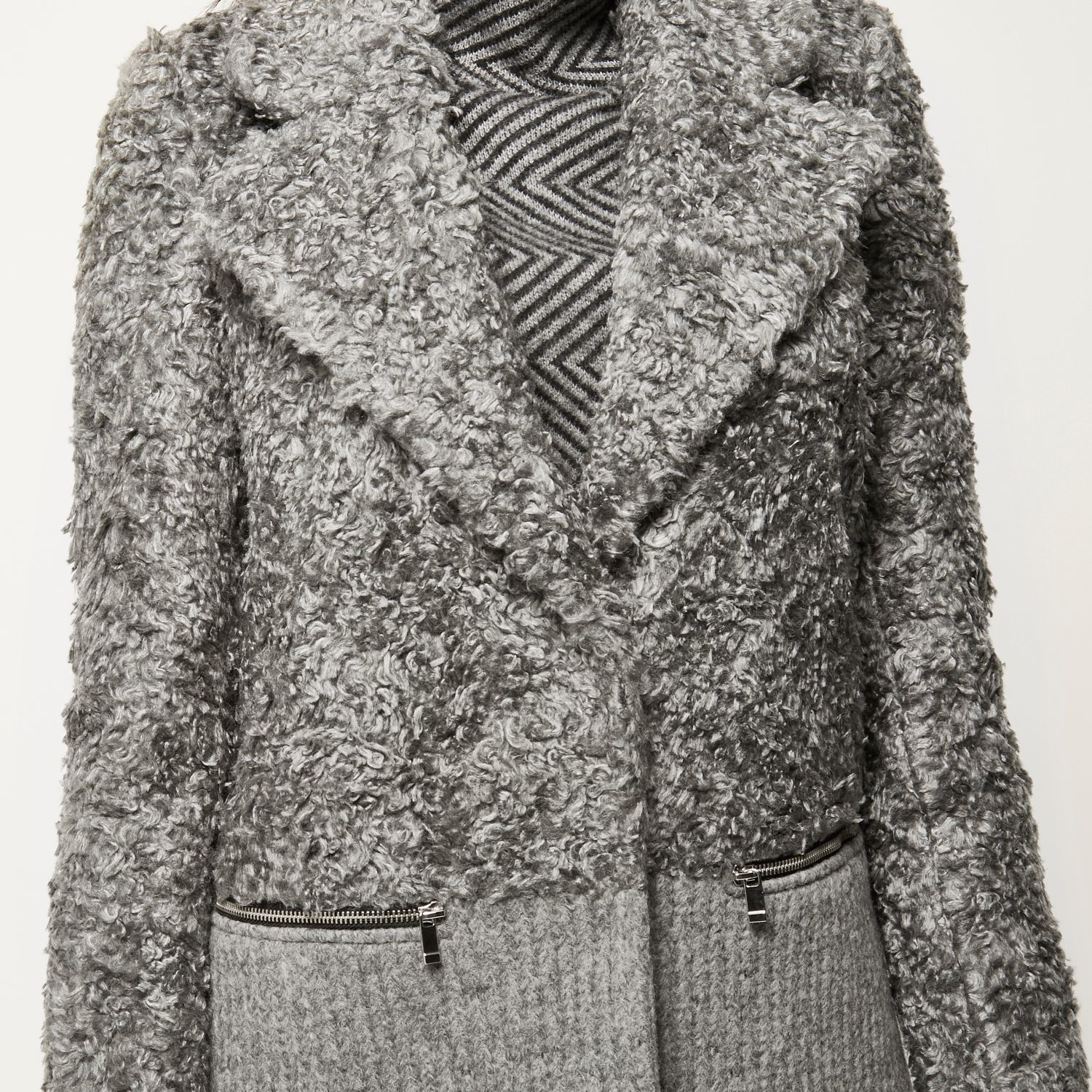 river island grey wool coat