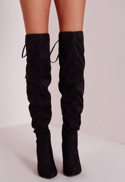 knee high boots with tie back