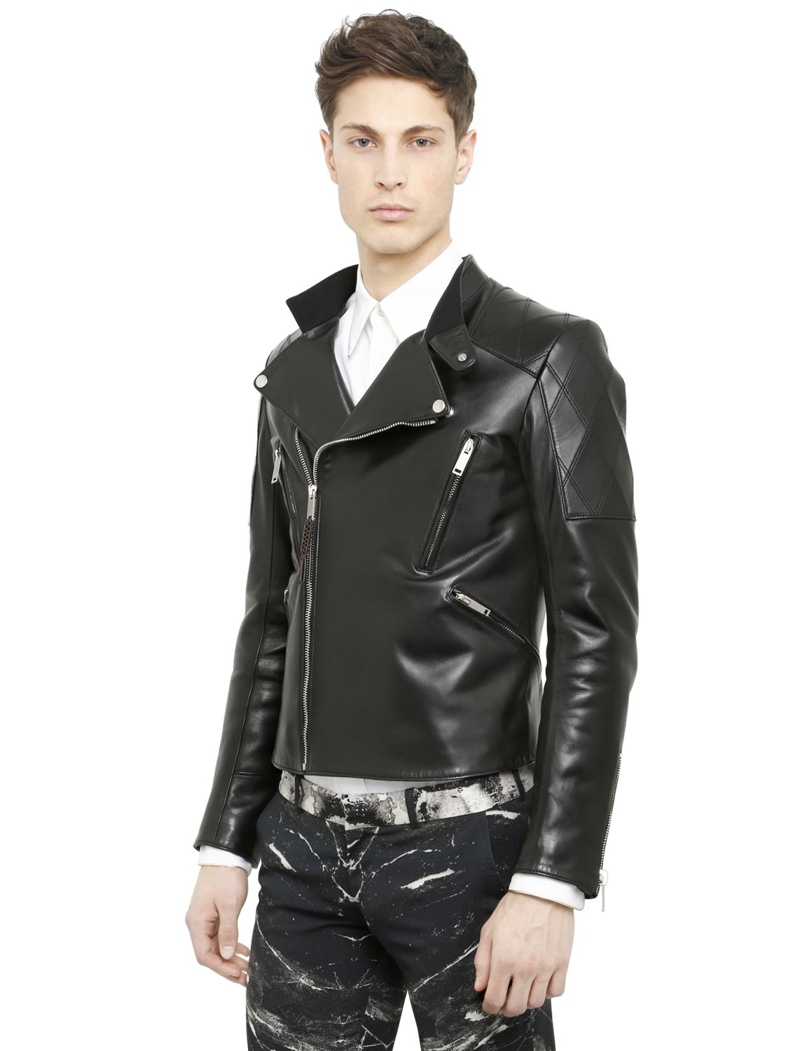 Alexander McQueen Laser Cut Skull Biker Leather Jacket in Black for Men -  Lyst