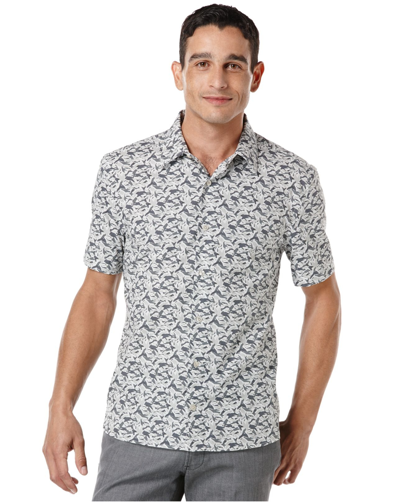 Lyst Perry Ellis Big And Tall Striped Camo Short Sleeve Shirt in