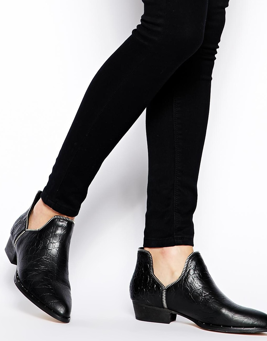 croc print ankle boots