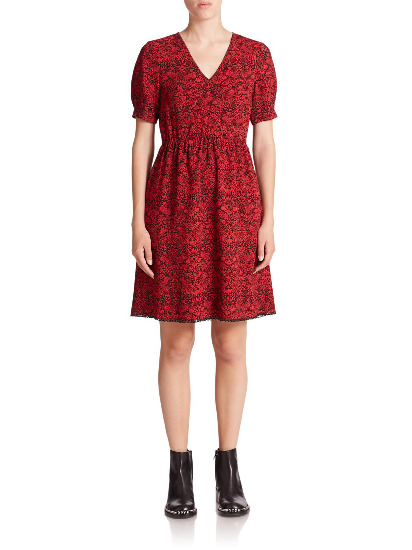 Lyst - Marc by marc jacobs Strawberry Thief Crepe Slip Dress in Red