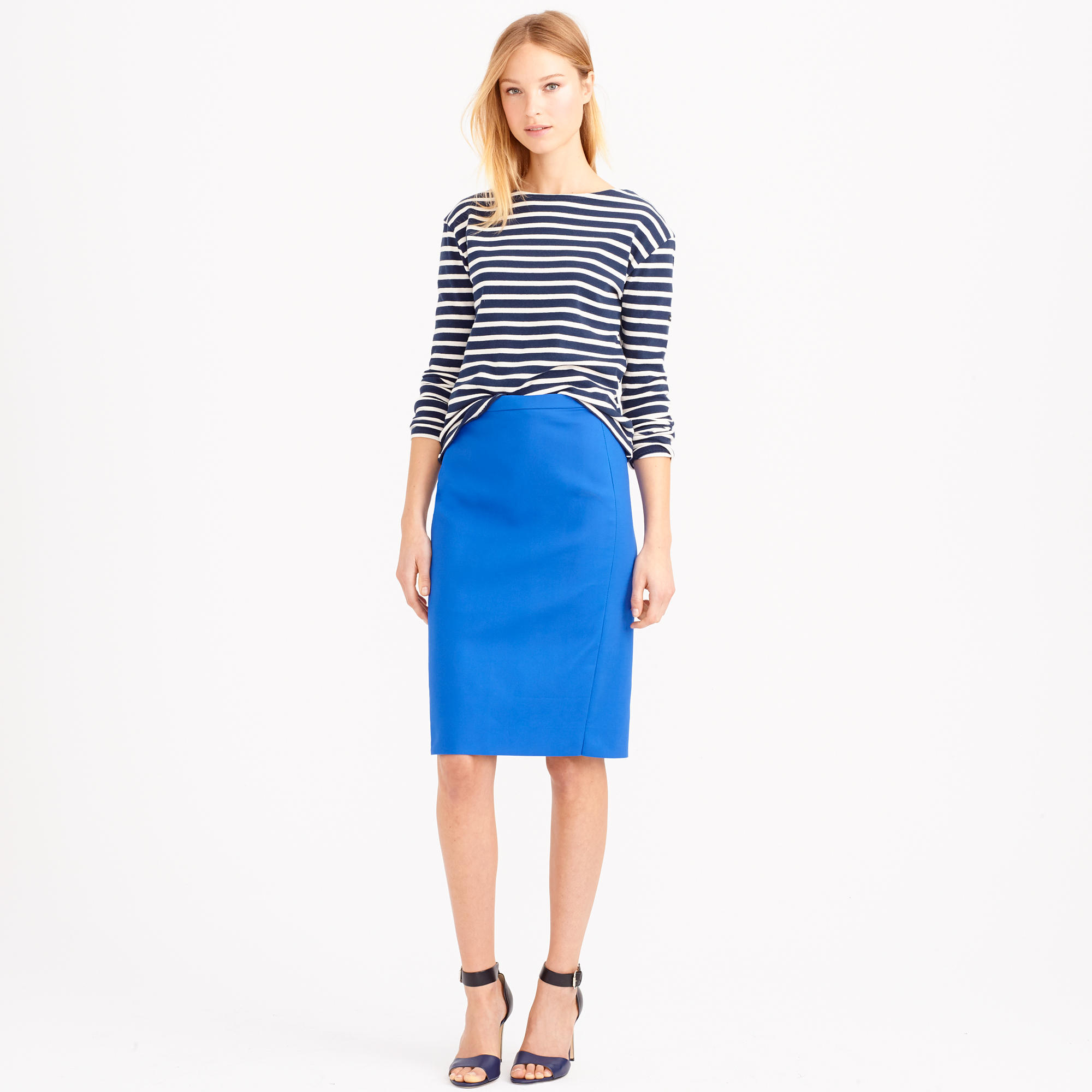 J.crew No. 2 Pencil Skirt In Cotton Twill in Blue (blue grotto) Lyst