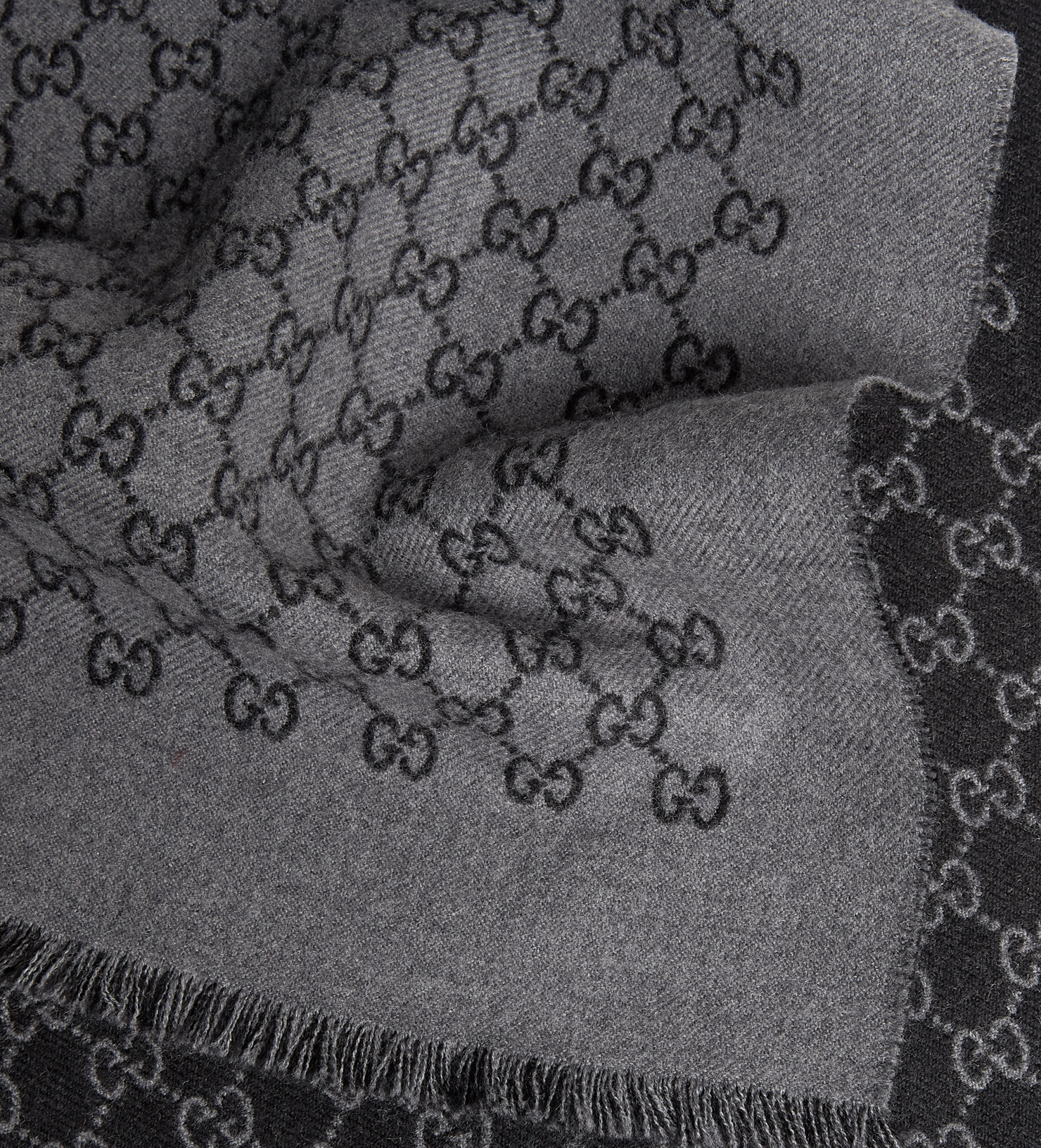 Gucci Double Jacquard Gg Wool Scarf in Grey (Gray) for Men Lyst