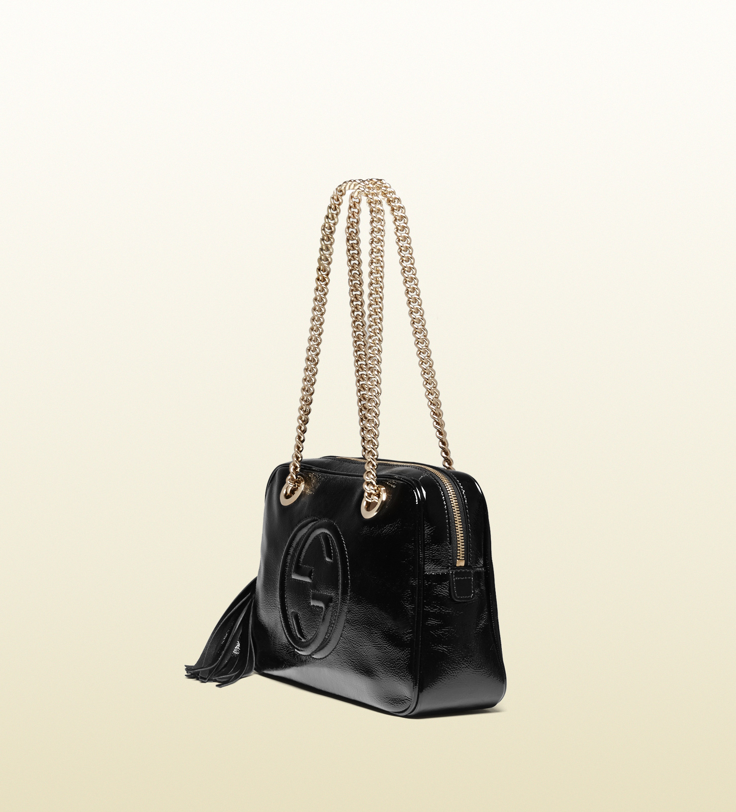 Gucci Soho Soft Patent Leather Chain Shoulder Bag in Black - Lyst