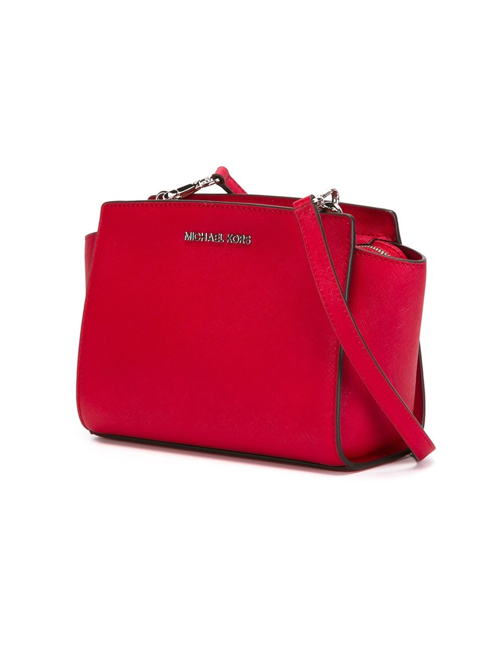 Michael Kors Selma Medium Studded Leather Messenger Bag Red