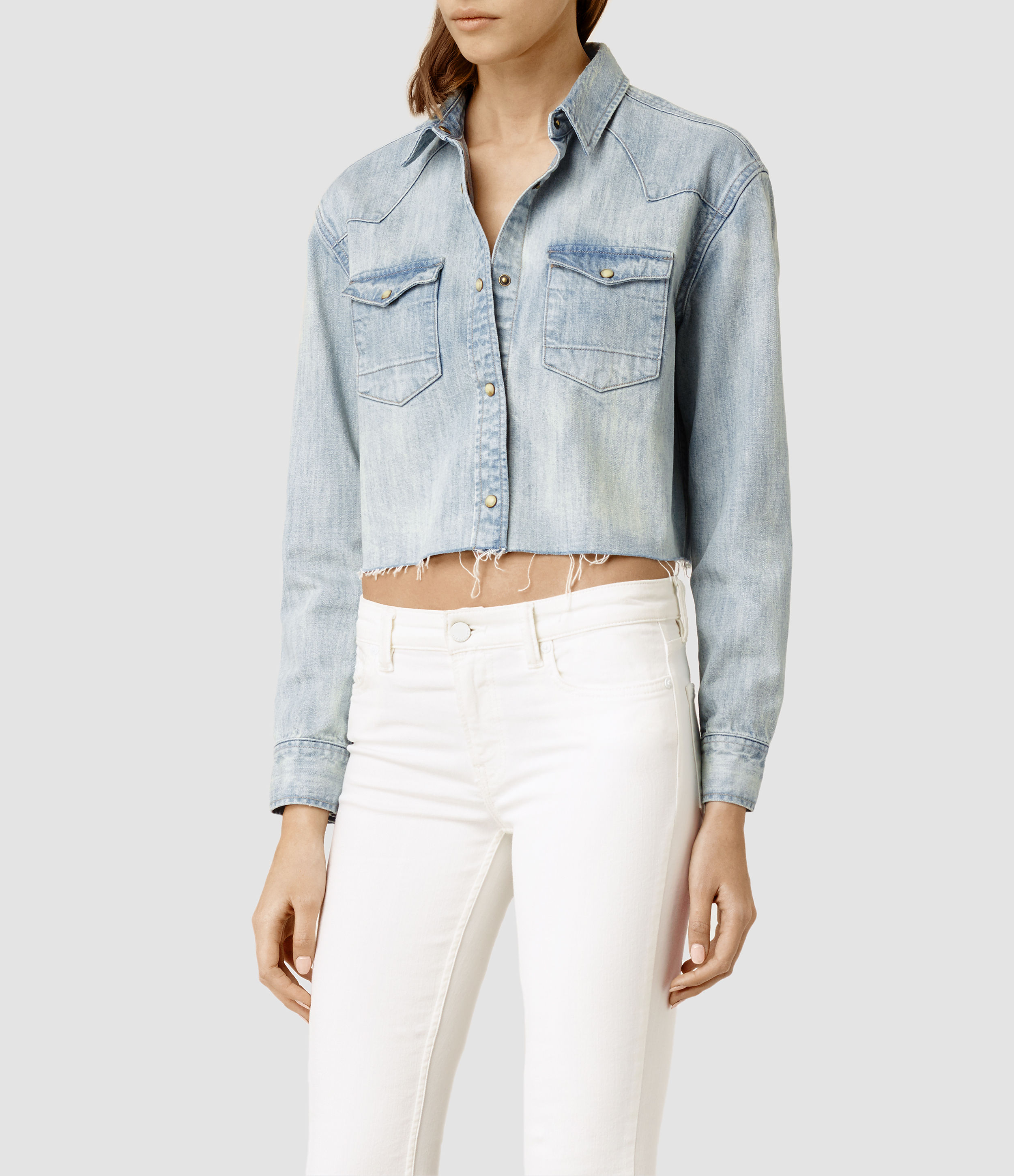 all saints cropped denim jacket