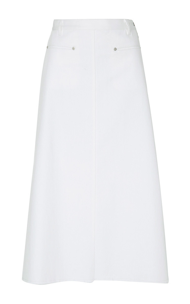 Lyst - Thakoon Long Denim Skirt With Snap Button Seam in White