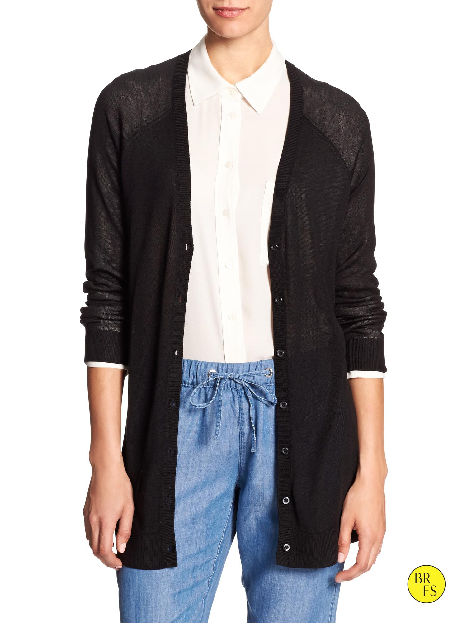 Banana Republic Factory Lightweight Long Cardigan in Black Lyst