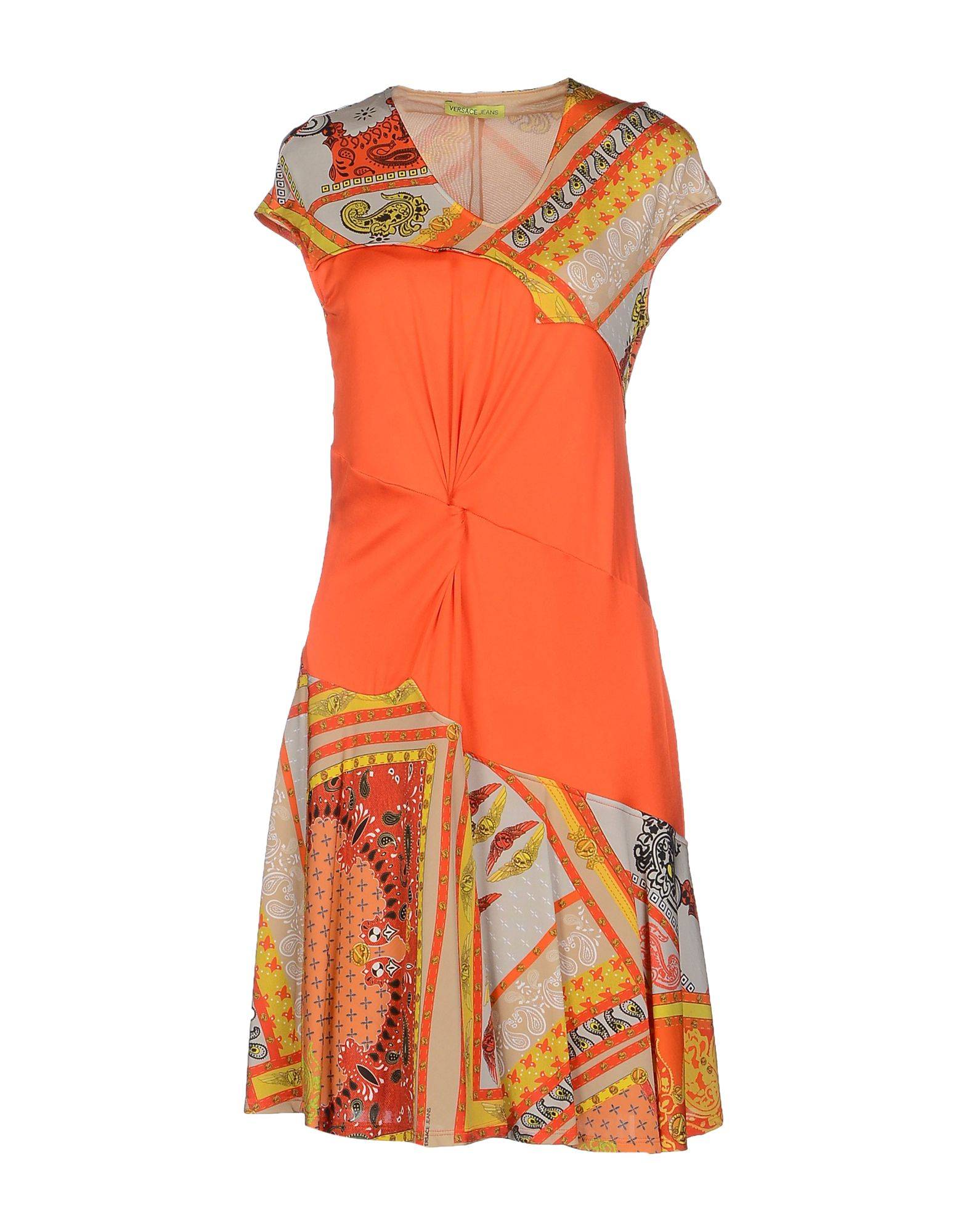 Lyst - Versace Jeans Short Dress in Orange