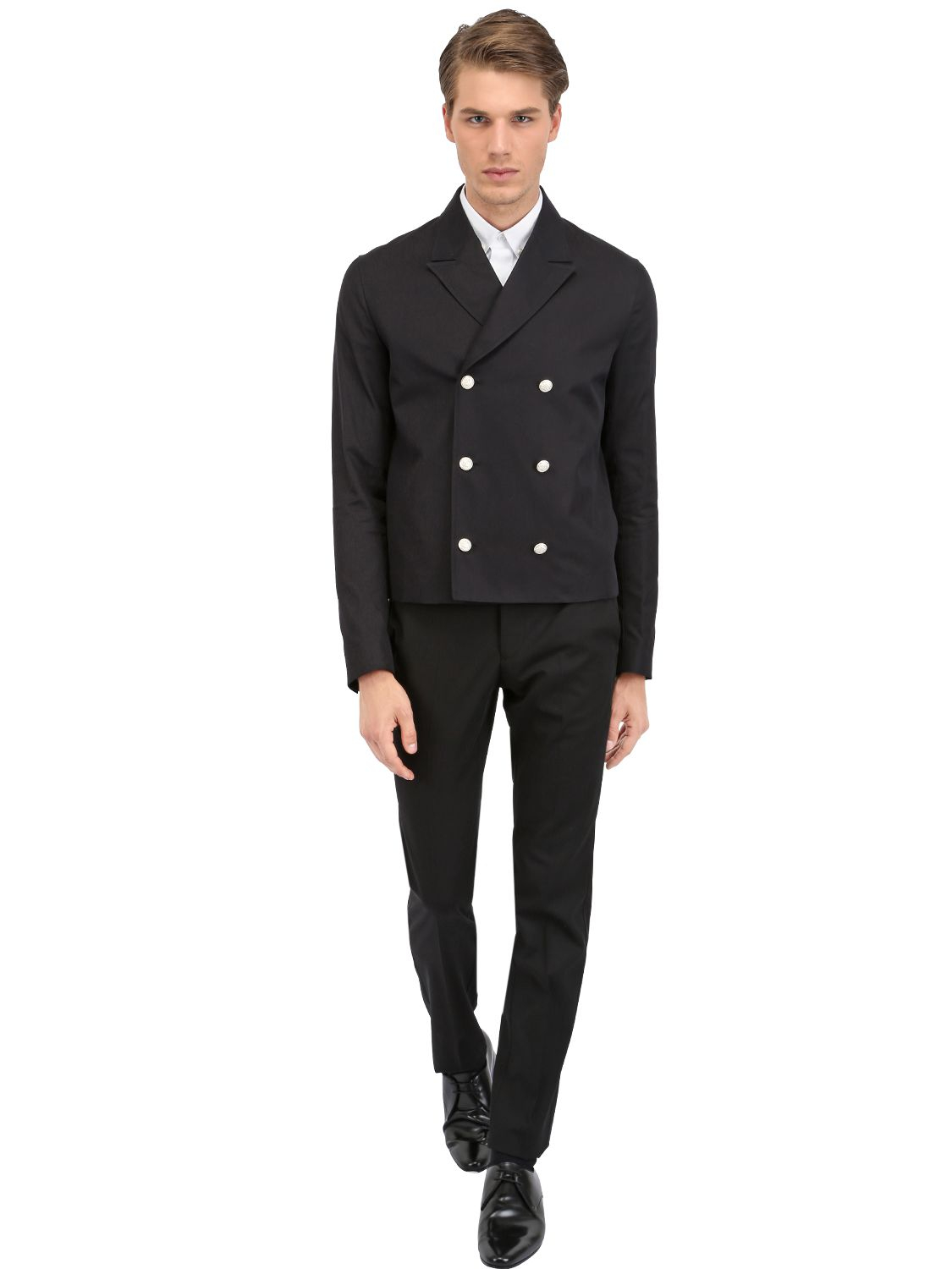 Lyst - Dior Homme Cotton Gabardine Pea Coat in Black for Men