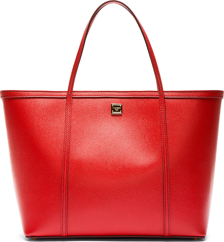 Dolce & Gabbana Red Leather Tote Bag | Lyst