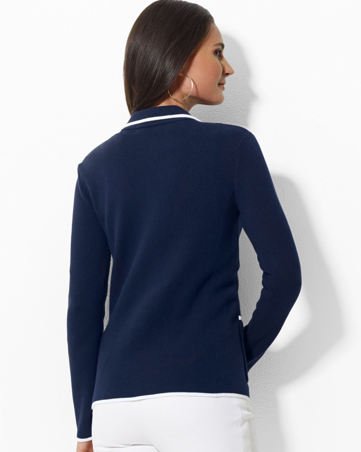 Ralph Lauren Petite Cotton Blazer with Crest in Blue | Lyst