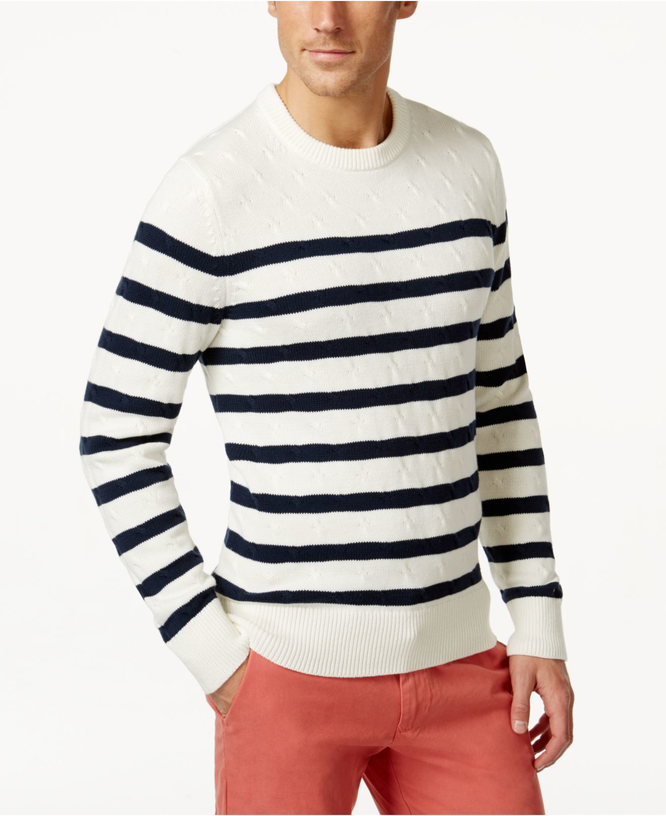 tommy hilfiger red and blue striped sweater