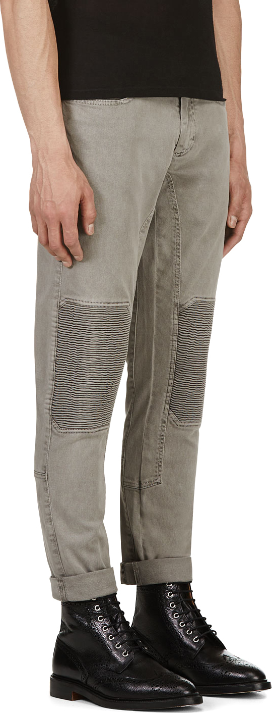 Lyst - Belstaff Grey Ribbed Panel Jeans in Gray for Men