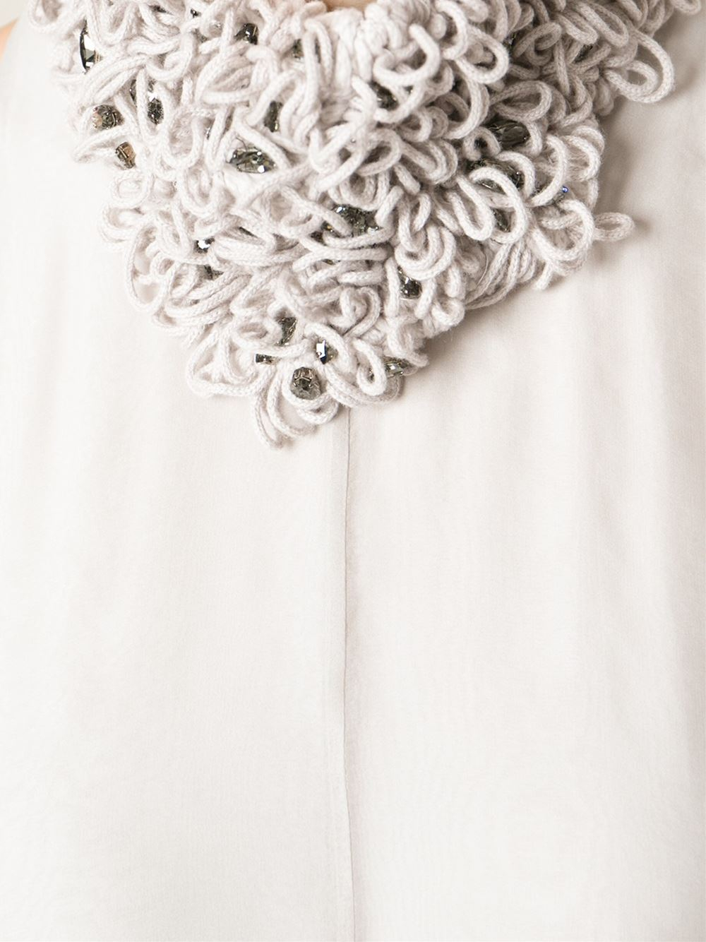 Brunello Cucinelli Embellished Neck Evening Dress in Gray | Lyst