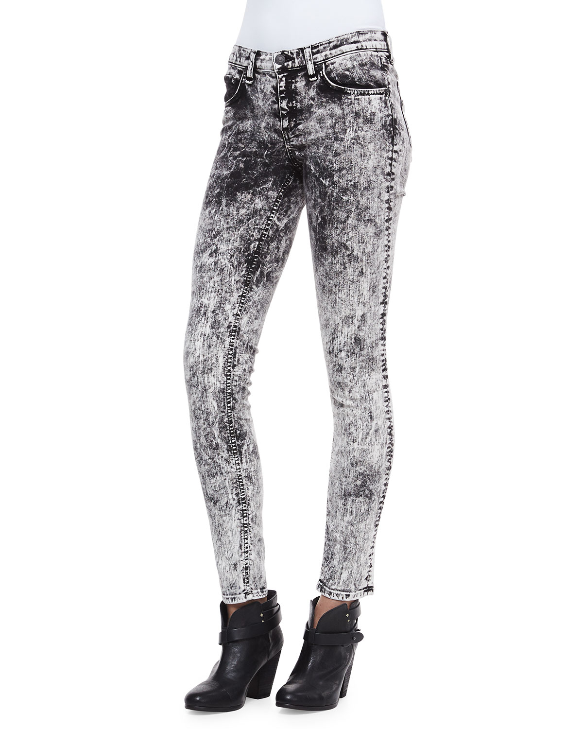 black and white acid wash jeans