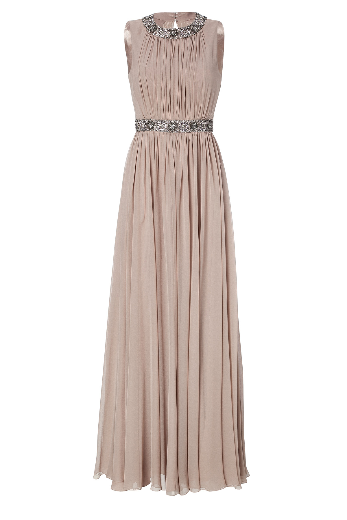 Jenny Packham Nude Silk Evening Dress in Natural - Lyst