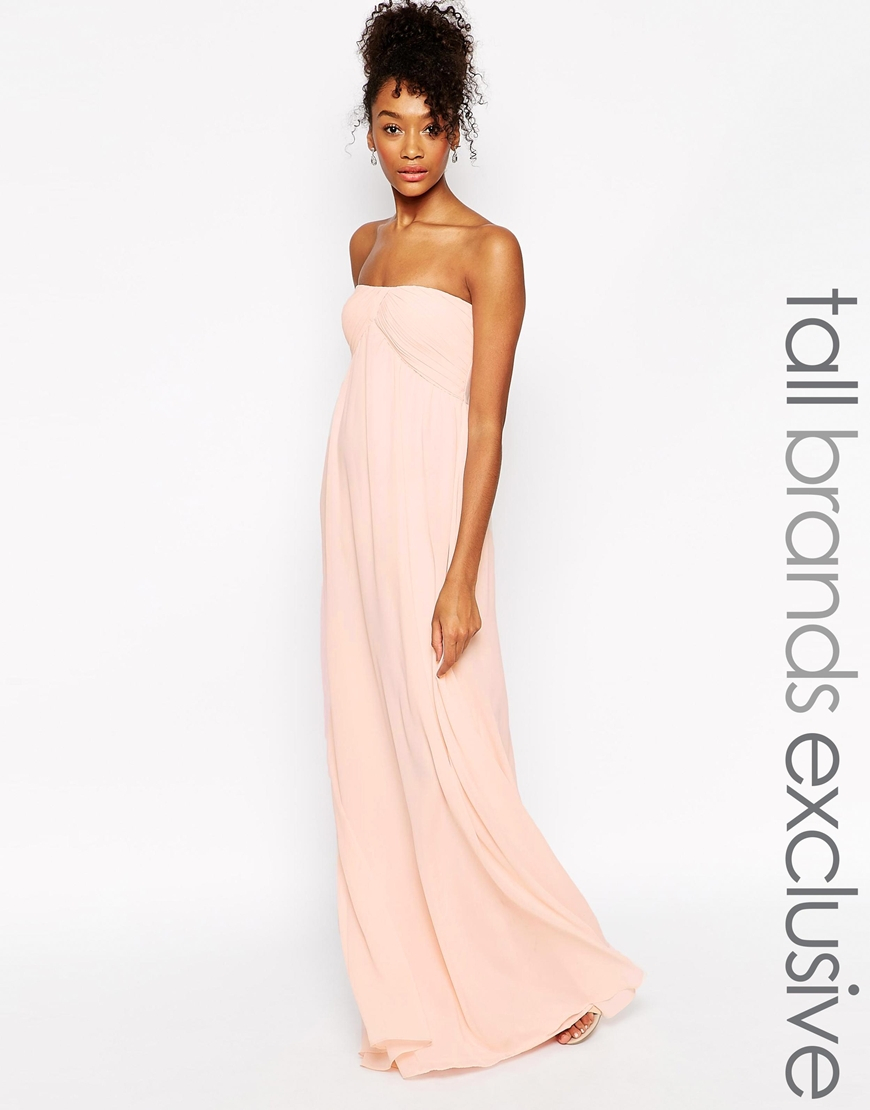 pink bandeau maxi dress