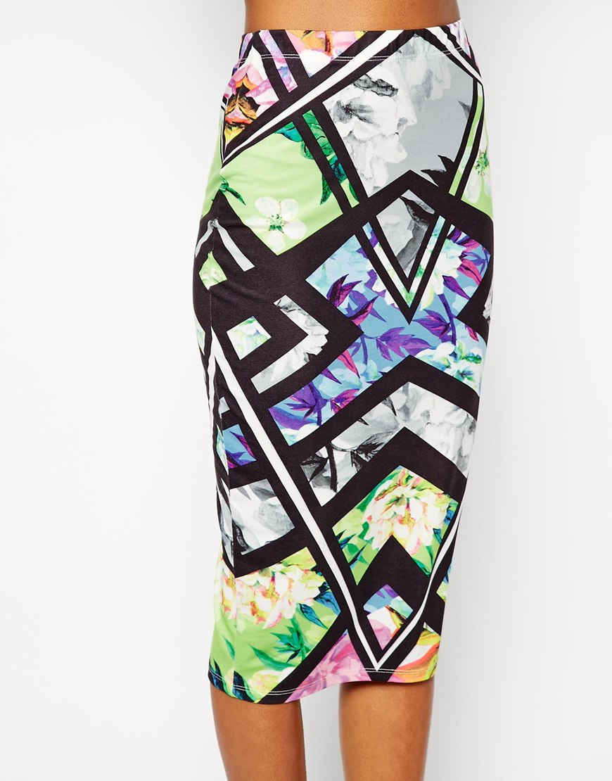 Asos Pencil Skirt In Placement Print | Lyst