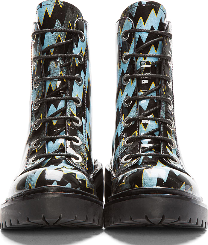 blue patent boots
