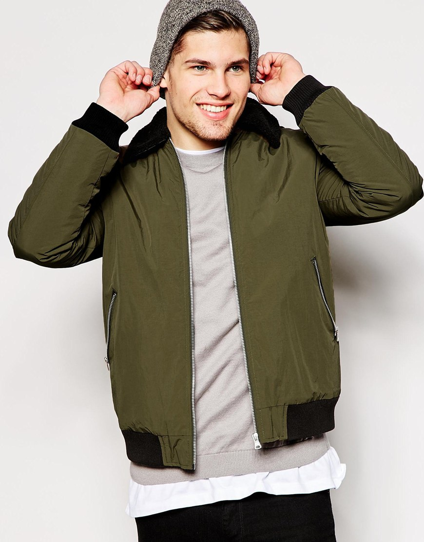 Download ASOS Synthetic Harrington Jacket With Removable Faux ...