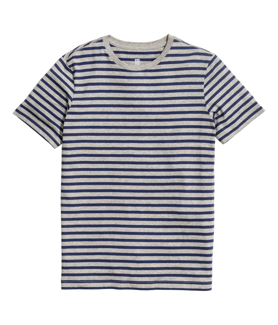 H&M Striped T-shirt in Blue for Men | Lyst