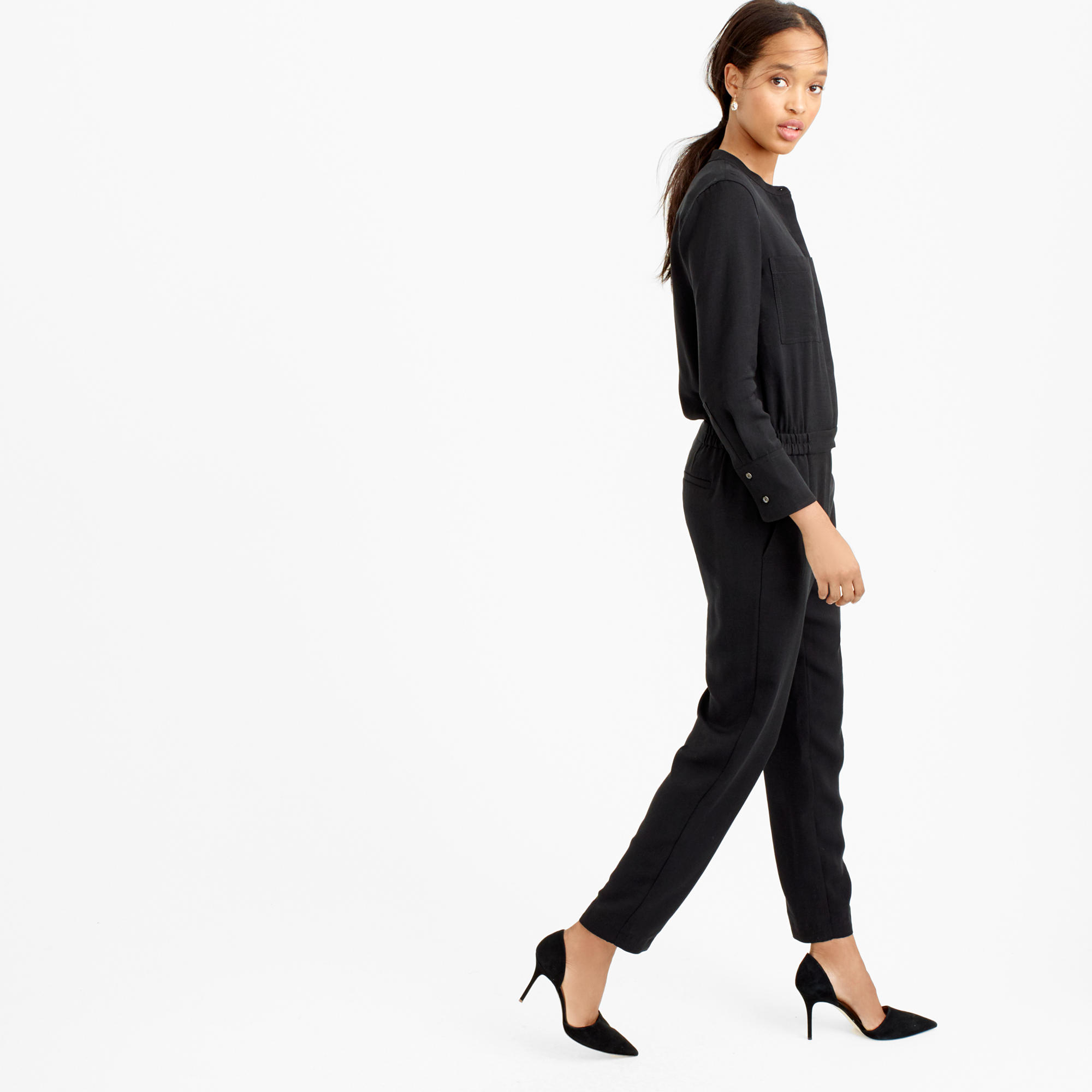 j crew crepe lapel jumpsuit