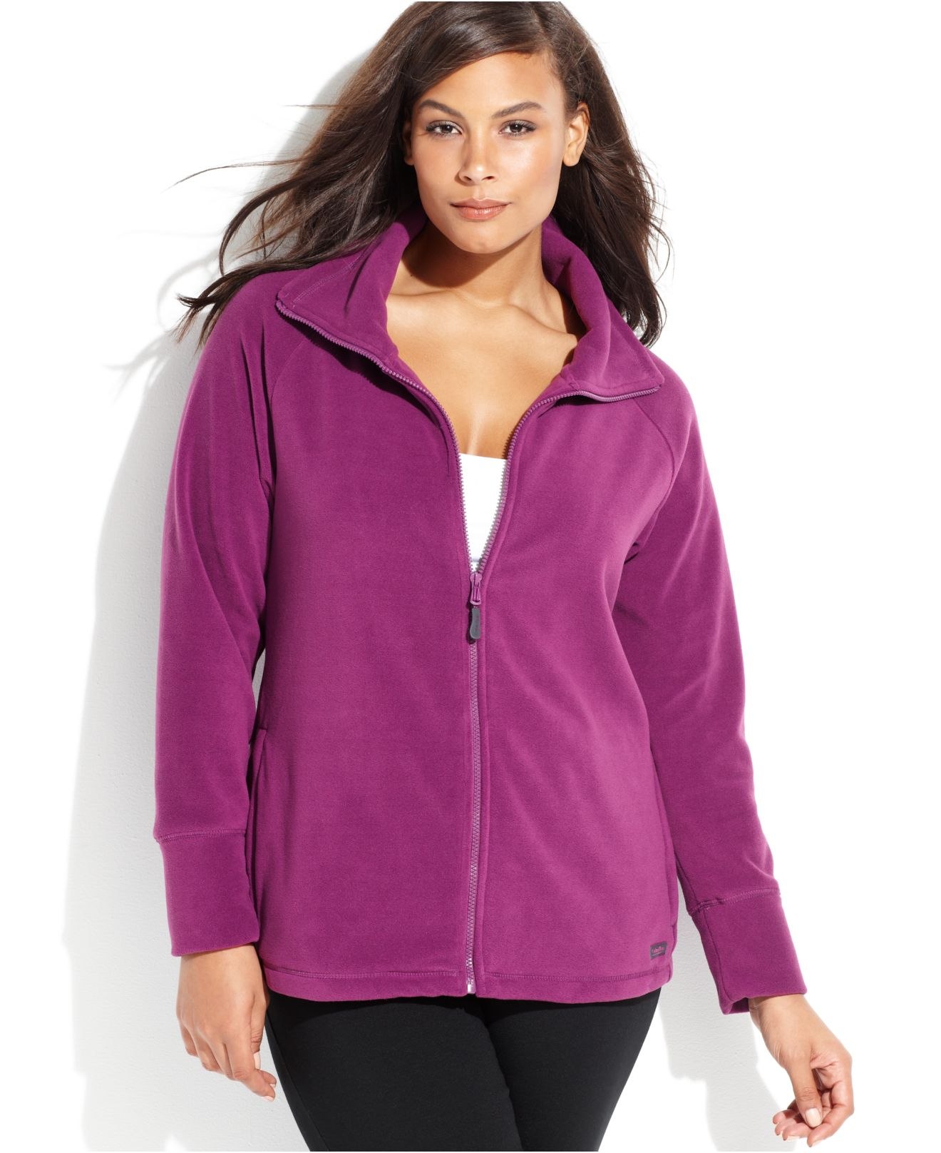 Lyst Calvin Klein Performance Plus Size Fleece ZipFront Jacket in Purple