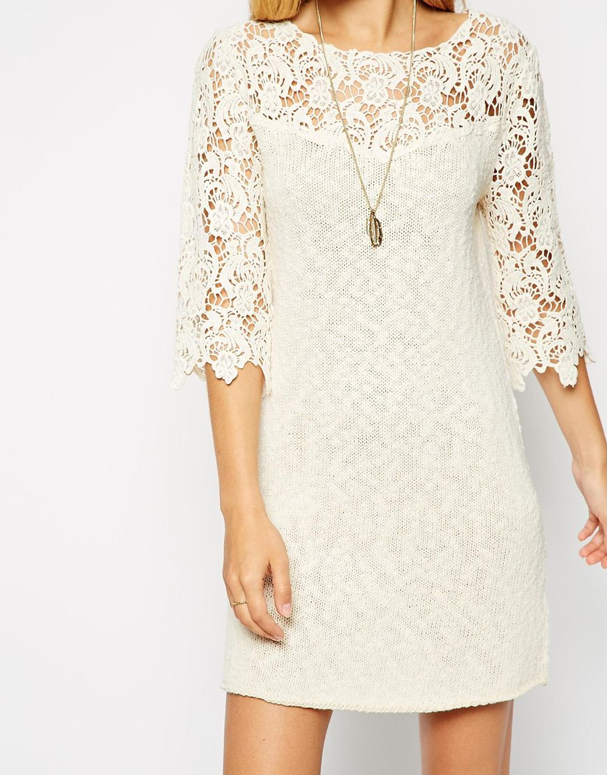 Lyst Asos Crochet Tunic Dress in White