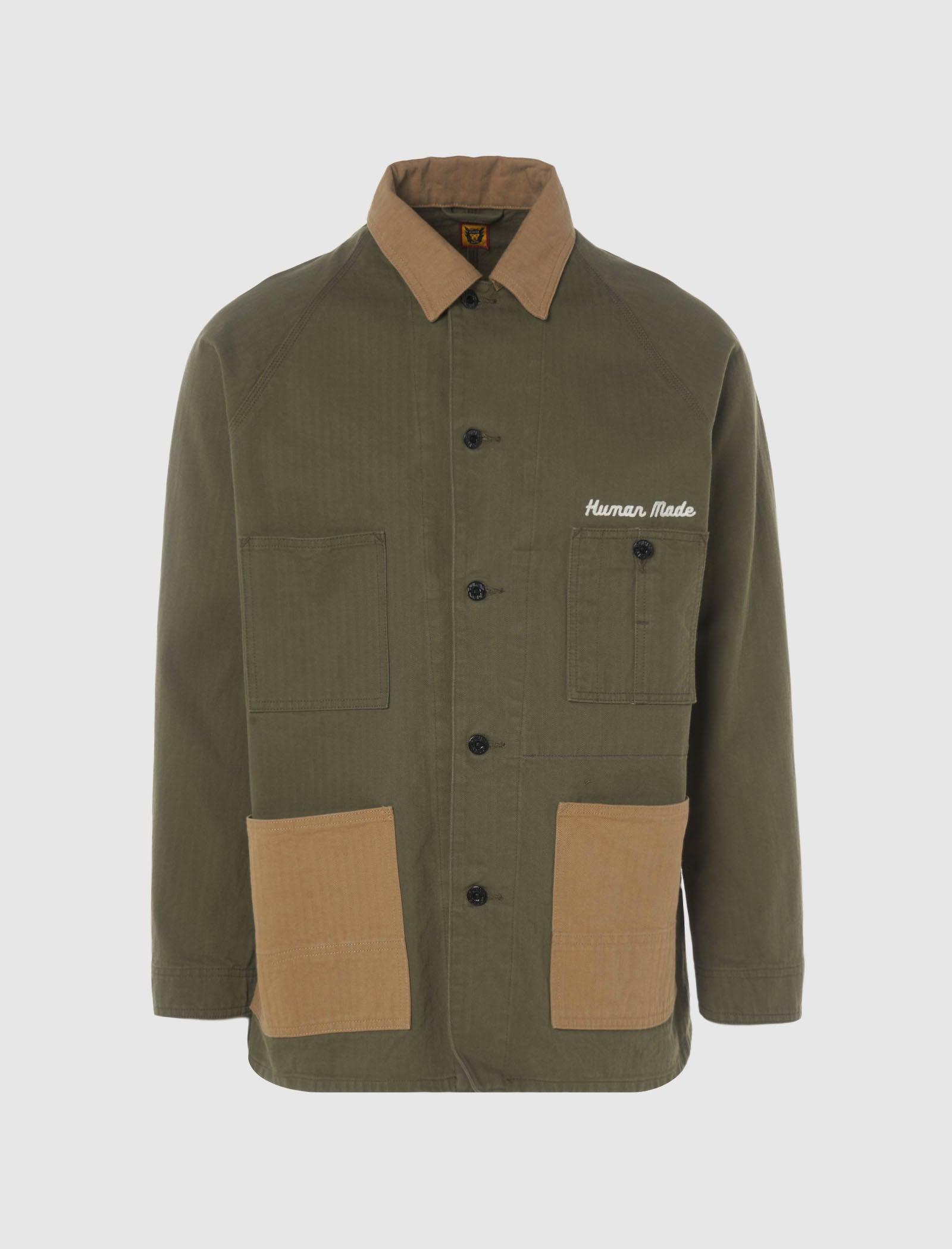 Human Made Herringbone Coverall Jacket in Green for Men | Lyst