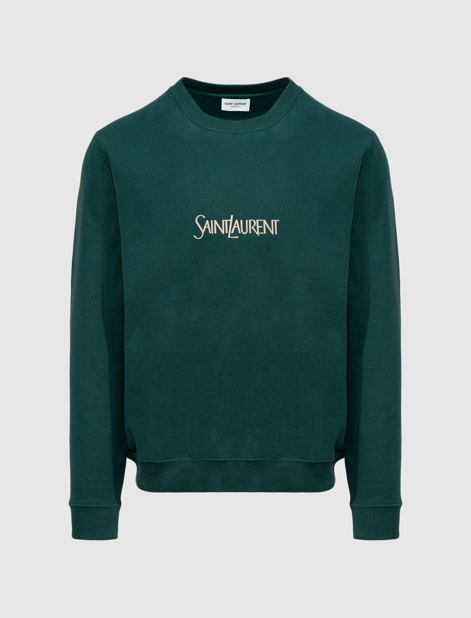 Saint Laurent Logo Sweatshirt in Green for Men | Lyst