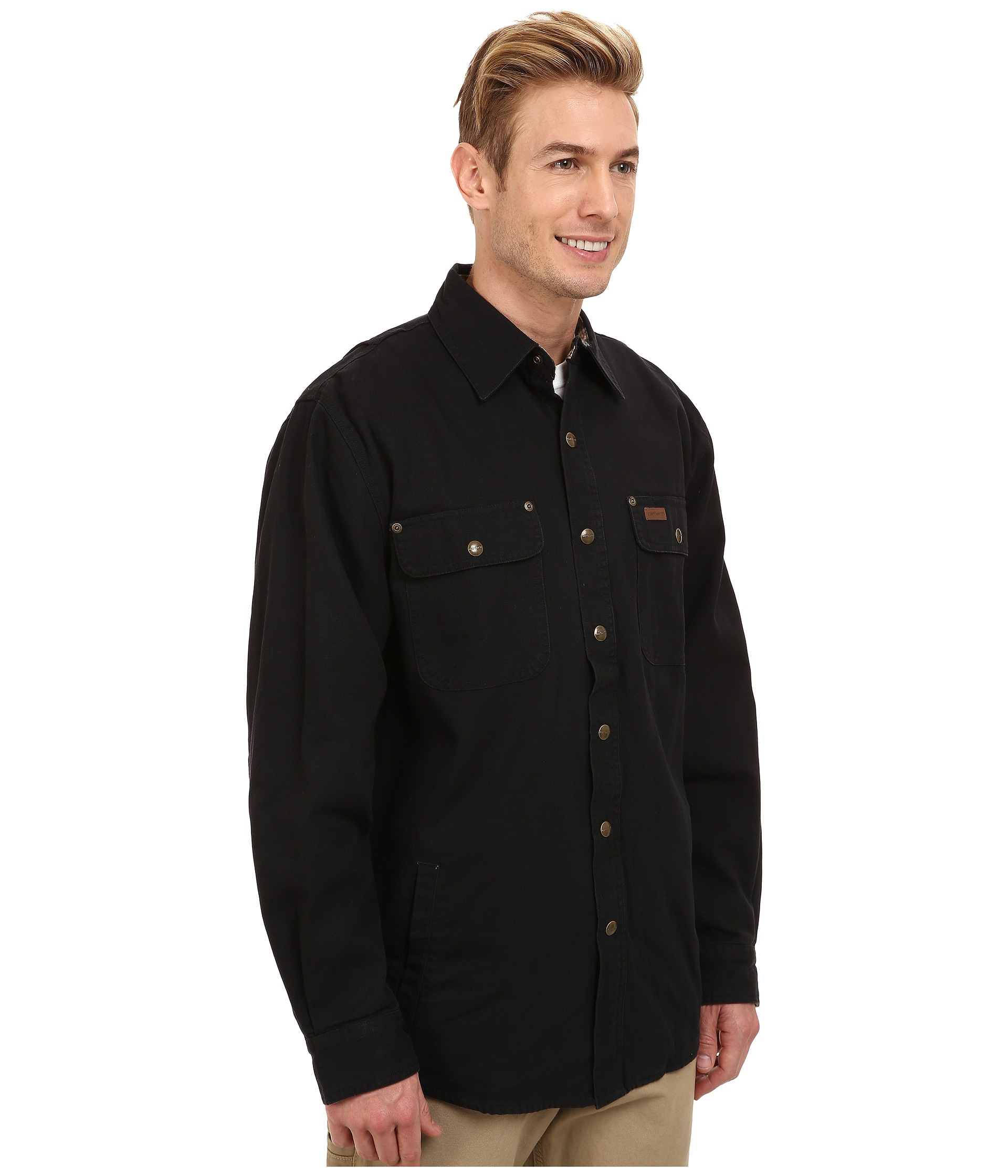 Carhartt Weathered Canvas Shirt Jacket in Black for Men - Lyst