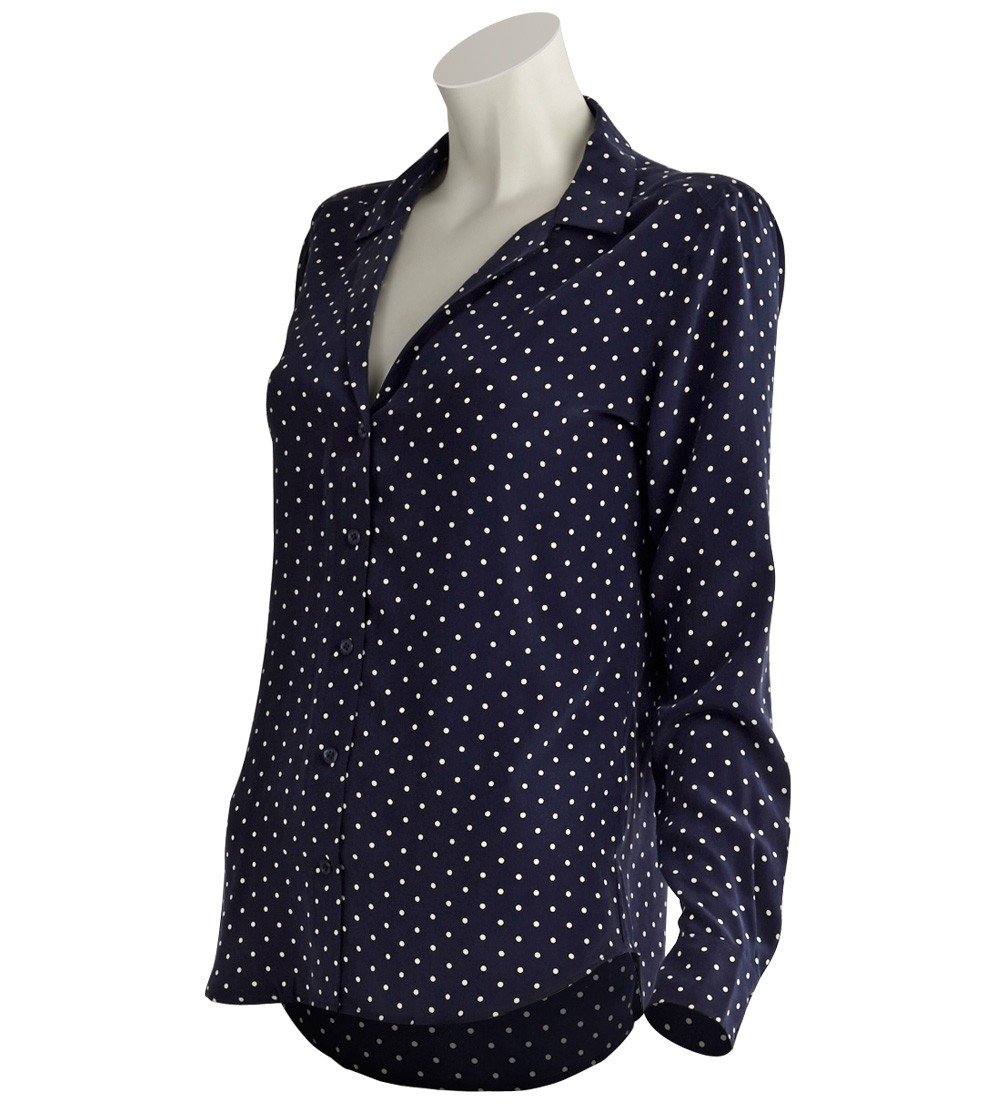 Equipment Adalyn Silk Polka Dot Blouse in Blue - Lyst