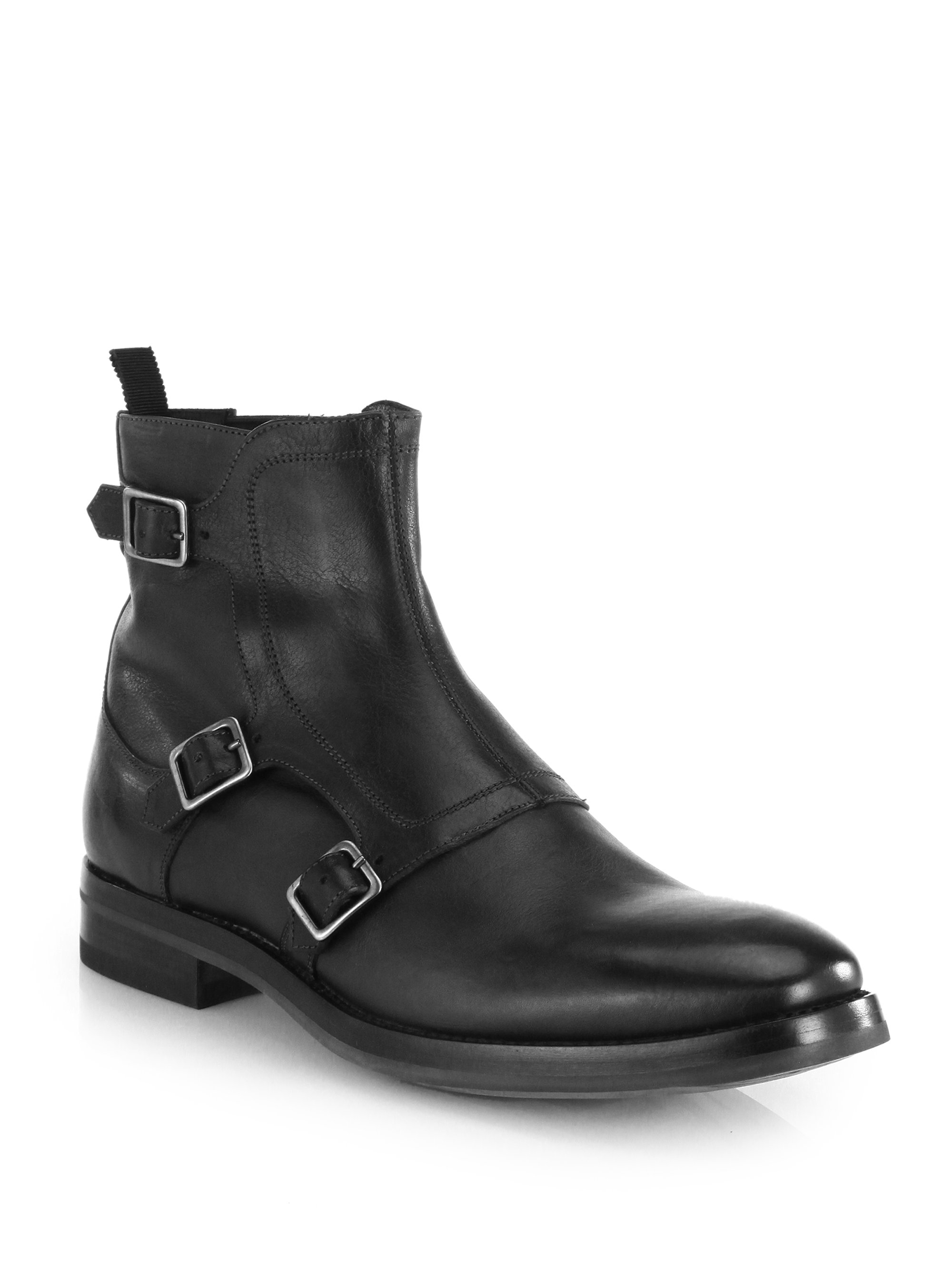 Alexander McQueen Triple Monk-Strap Boots in Black for Men | Lyst