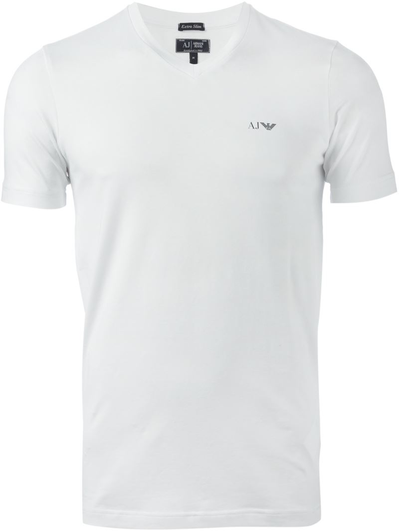 Fragiel Schaar ontspannen Armani Jeans V-Neck T-Shirt in White for Men | Lyst