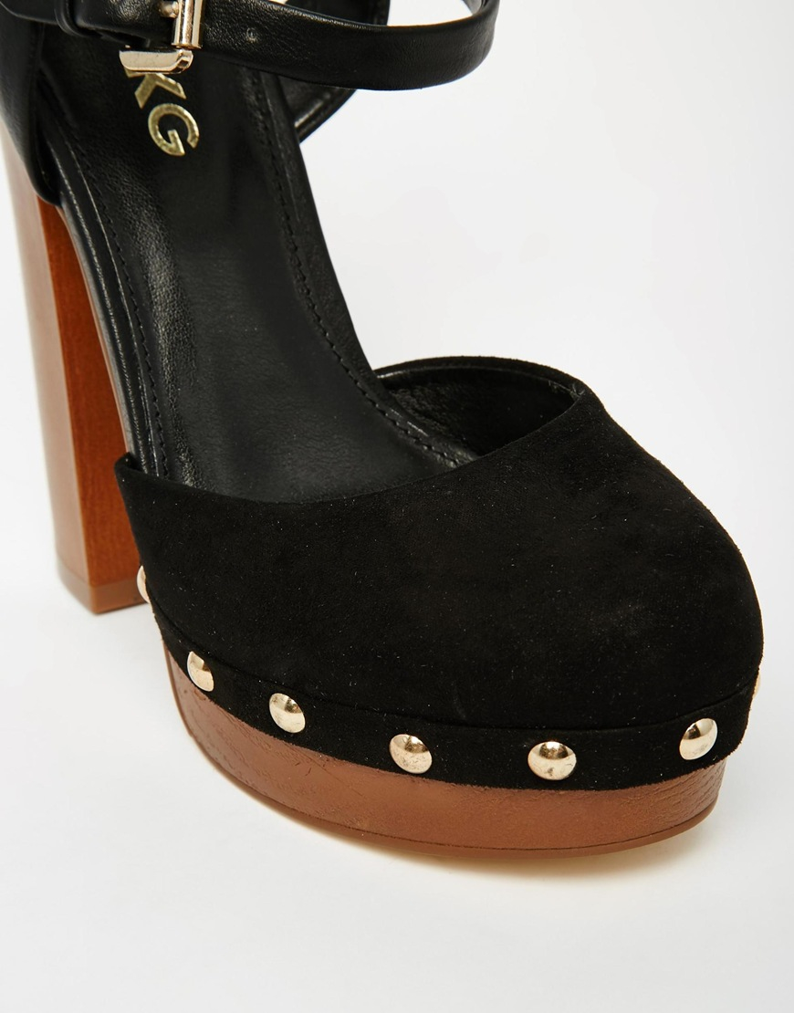 Miss Kg Giddy Black Wooden Platform Sandals | Lyst