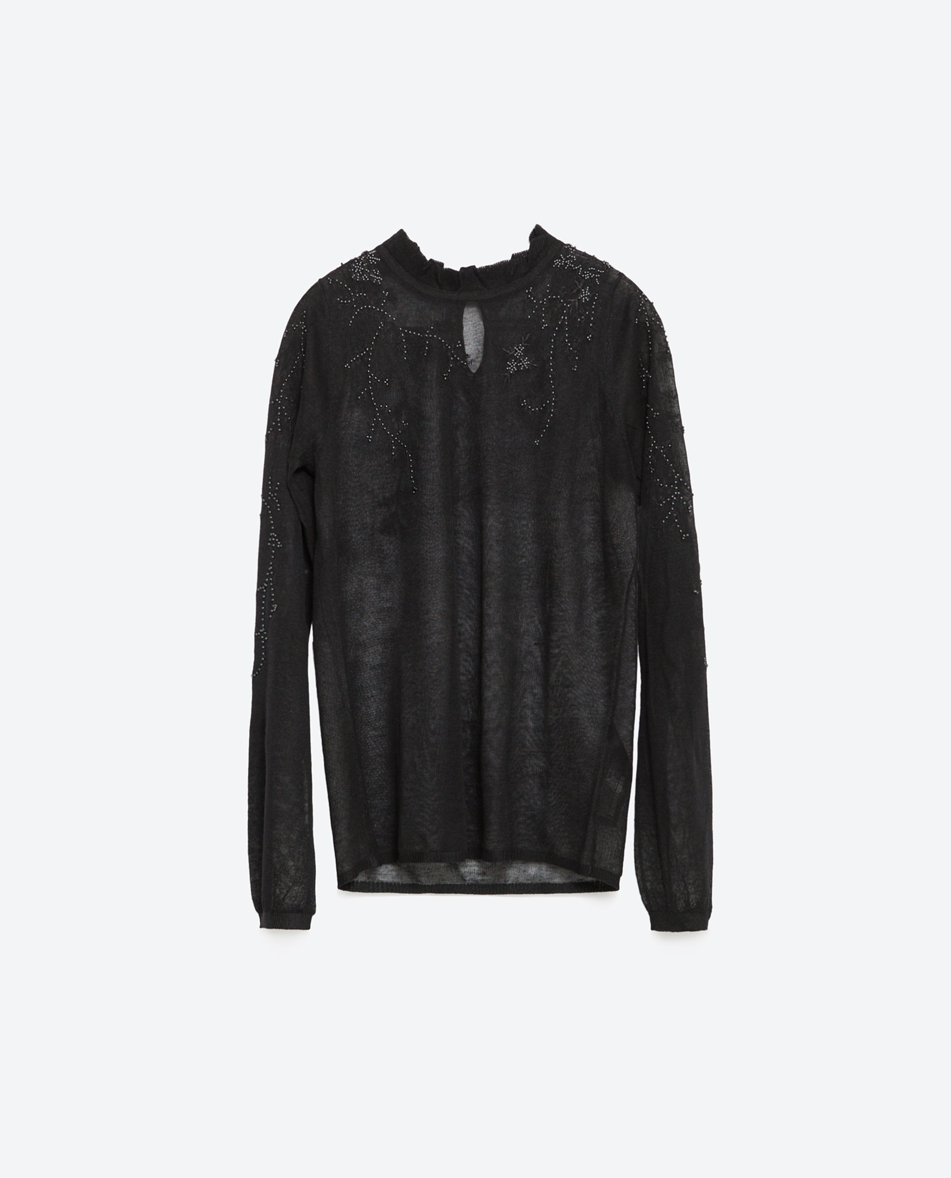 Zara Romantic Embroidered Sweater in Black | Lyst