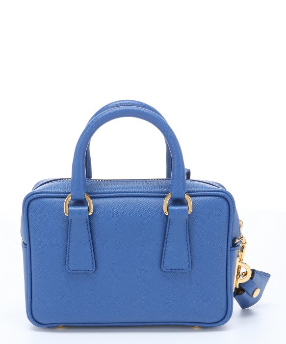 Prada Blue Saffiano Leather Mini Convertible Top Handle Bag in ...  