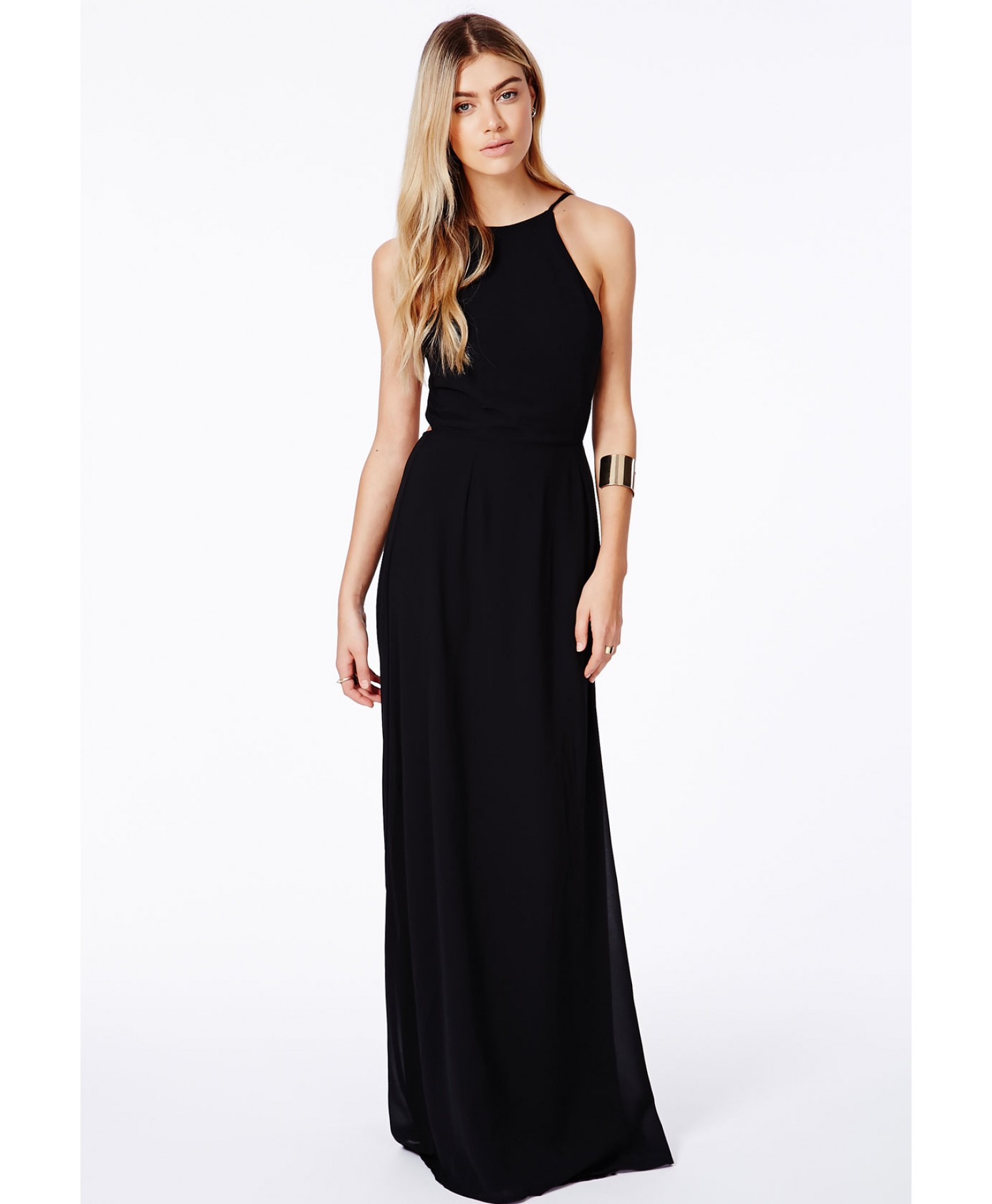 Lyst - Missguided Strappy Open Back Maxi Dress Black in Black