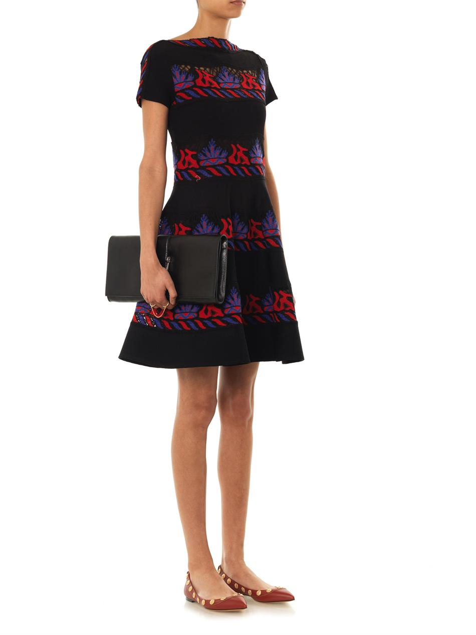 Valentino Embroidered Tribal Lace Dress in Black (Blue) - Lyst